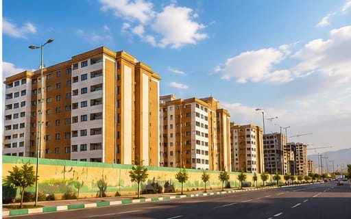 تصویر شبیهسازیشدهٔ ردیف بلوکها کنار بزرگراه